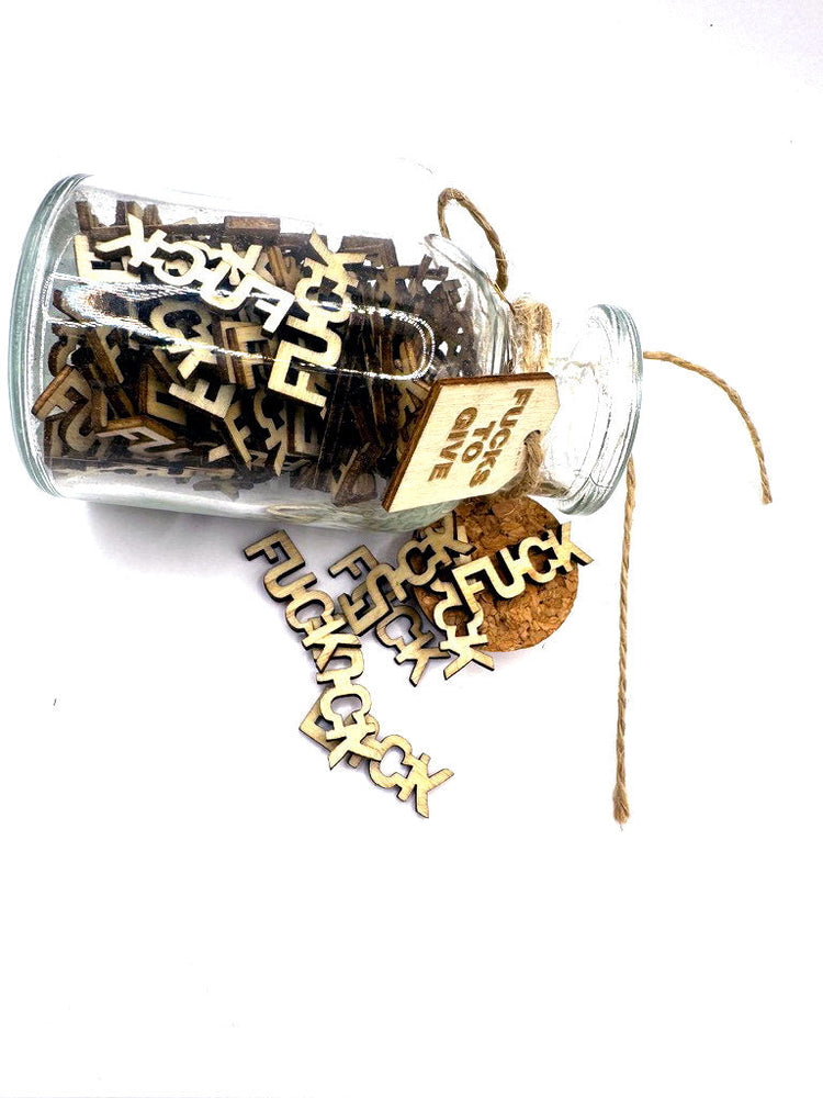 The Swear Jar filled with wooden letters to give.